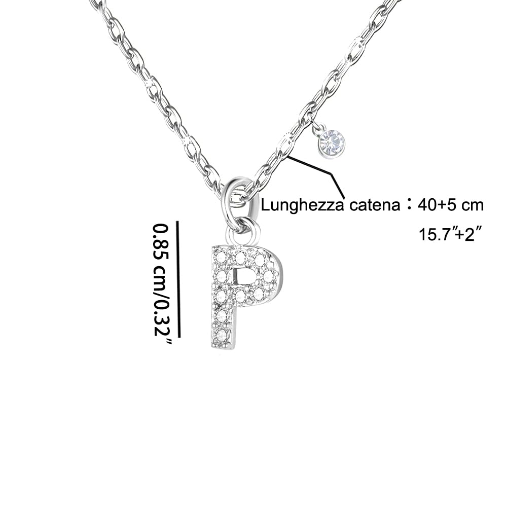 GUOYU 26 Collana Iniziale Lettera di Compleanno da Donne Ragazze, Collana con Lettera in Zirconi d'Argento Ciondolo, Personalizzazione Idee Regalo di Compleanno Celebrazione