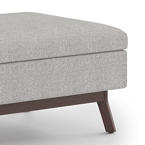 Simplihome AXCOT267S-CLG Owen 34 Inch Wide Mid Century Modern Rectangle Coffee Table Lift Top Storage Ottoman In Upholstered Cloud Grey Polyester Fabric thumb #8