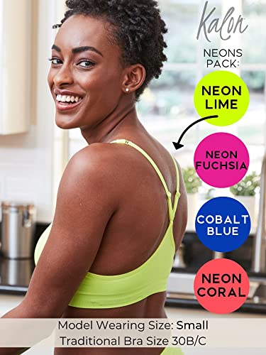 Image of Kalon Women's 4 Pack Racerback Sports Bralette Seamless Wireless Comfort Bra