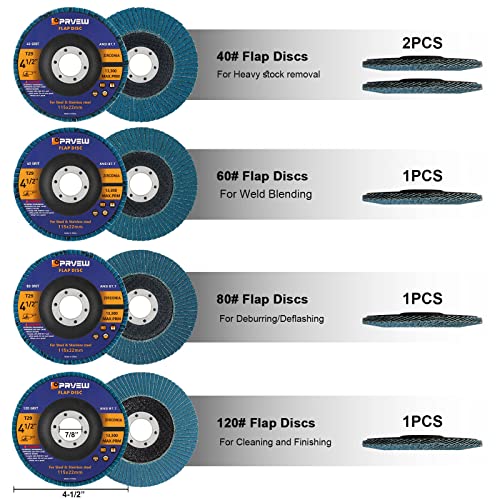 Prvew P45FDC4M-05T29 Flap Discs 4 1/2 Inch, 5-Pack 4.5 Inch X 7/8 Inch T29 Premium Zirconia Abrasive Grinding Wheels thumb #2