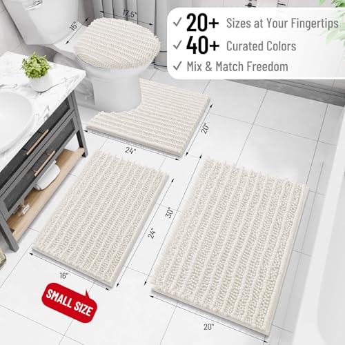 Image of Arotive Luxury Large Bathroom Rugs 47x32, Extra Soft Thick Absorbent Shaggy Chenille Bath Rugs, Machine Wash Dry, Bath Mats for Bathroom Floor, Tub and Shower, Home Decor Accessories, Ivory