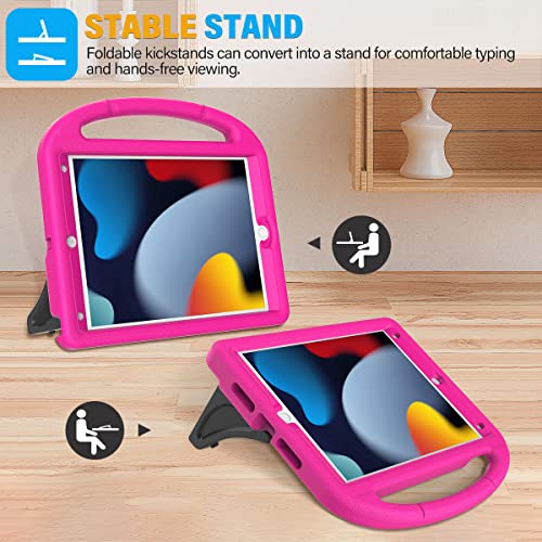 Suplik Kids Case For Ipad 9Th/8Th/7Th Generation - Ipad 10.2 Inch 2021/2020/2019 Case With Built-In Screen Protector, Durable Shockproof Handle Stand Kids Case For Apple Ipad 7/8/9 Gen, Pink #TOP3