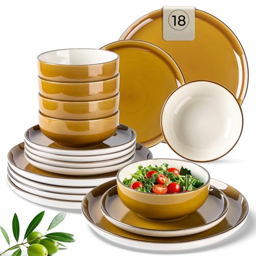 GBHOME 18-Piece Ceramic Dinnerware Set for 6