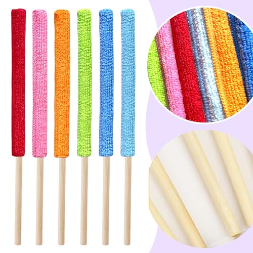Image of 12 Pcs Mini Detail Duster Sticks Crevice Cleaning Tool Brush Microfiber Gap Dust Cleaner for Window, Fan, Blind and Car Vent