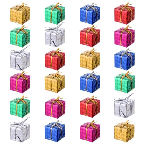Molain 24 Stück Mini Weihnachten Geschenkbox Anhänger, Miniatur...