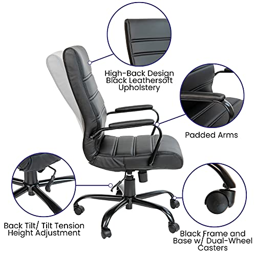 Image of EMMA + OLIVER High Back Black Faux Leather Executive Office Chair