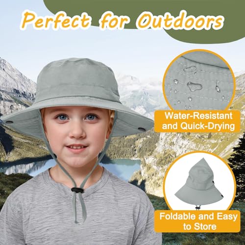Image of Outdoor Kids Sun Hat UPF 50+ Quick Dry Foldable Bucket Hat Lightweight Adjustable Fishing Safari Hat for Girls and Boys