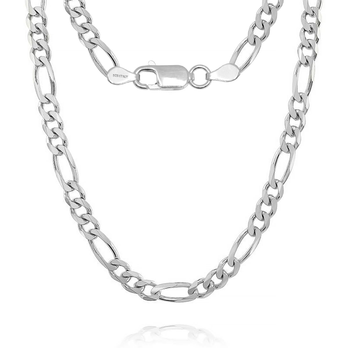925 Sterling Silver Italian Solid Diamond-Cut Figaro Link Chain Necklace for Men and Women 24 Inches-image-37