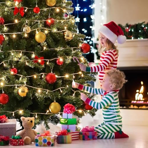 6ft Artificial Christmas Tree - 180cm with 100 LED Lights & 24 Balls & Top Star,950 Branch Tips,Easy Assembly,Metal Stand - Image 5