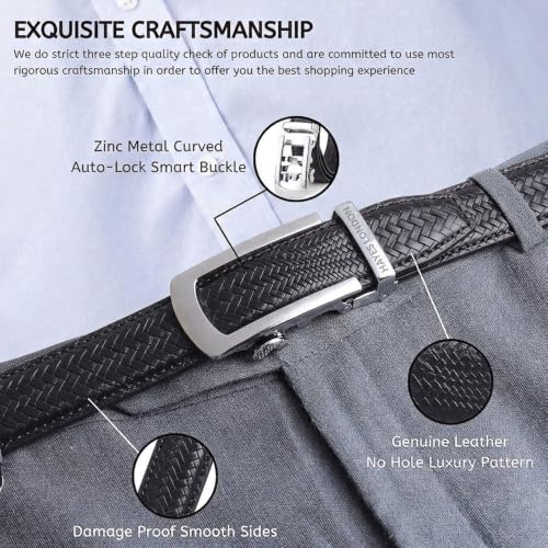 Image of HAYES LONDON Leather Ratchet Belt for Men | Adjustable No-Holes | Customizable Fit, Stylish & Effortless Buckle | Formal & Casual Wear Belts
