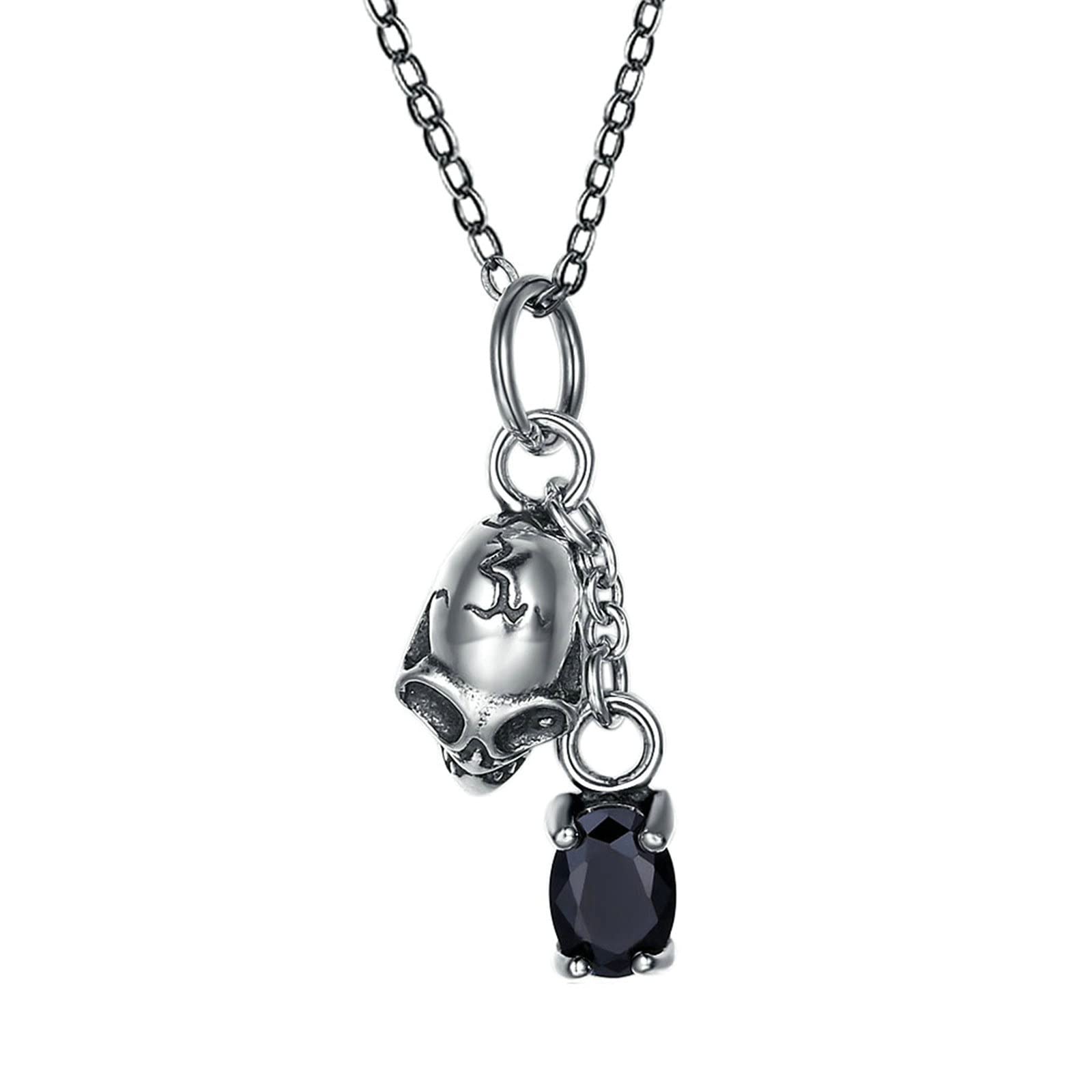 Collar para mujer, collar de plata de ley para mujer, collar con colgante de calavera vintage, Circonia cúbica