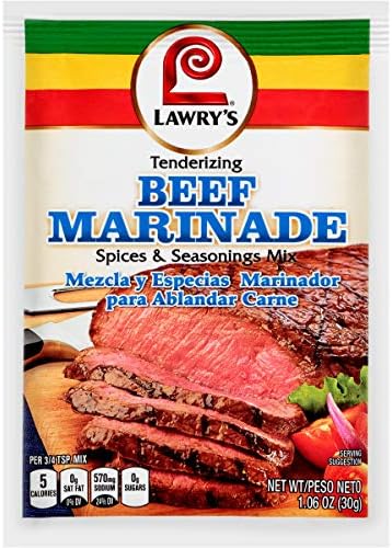 Lawry's Tenderizing Beef Marinade Spices & Seasonings Mix, 1.06 oz (Pack of 12)