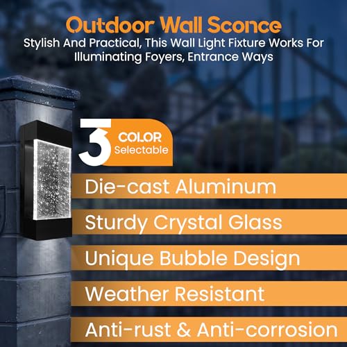 Ciata Bubble Glass Boho Wall Scone LED Lighting with Up and Downlights, Modern Designer Home Decor, CCT Select Color, Indoor and Outdoor, Wet Rated, 12 Inch