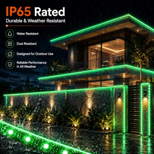 Image of Halonix 50 Meter LED 120 Led /MTR Rope Light for Home Decoration | IP65 Certified, BIS Approved | Indoor and Outdoor use | Direct Plug-in | 700 Lumens in Every Meter | Pack of 1 (Green)