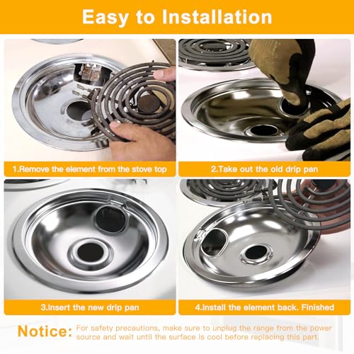image for Polrios lora Drip Pans Electric Stove Drip Pans, Chrome Stove Drip Pan