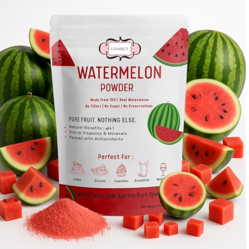 Image of Confect Watermelon Powder | Pure & Natural Fruit Powder for Smoothies, Baking, Beverages, Juices, Tea & DIY Recipes | Vegan, Gluten-Free, No Added Sugar - 200 Gms