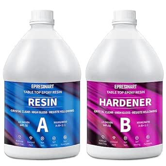 Table Top Epoxy Resin 1 Gallon Crystal Clear Resin Kit 0.5 Gallon Resin and 0.5 Gallon Hardener for Countertops, River Tables, Art Resin, DIY, Tumblers