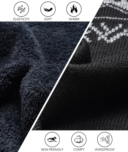 Image of LLdress Mens Knit Cardigan Sweaters Sherpa Lined Full Zip Hoodie With Pockets