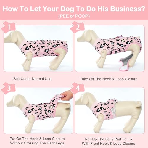 Image of Kuoser Dog Recovery Suit for Dogs After Surgery,Professional Surgical Onesie for Female Male Dogs Spay Neuter,Soft Dog Surgery Suit Bodysuit for Abdominal Wounds Skin Disease,Pink Leopard S