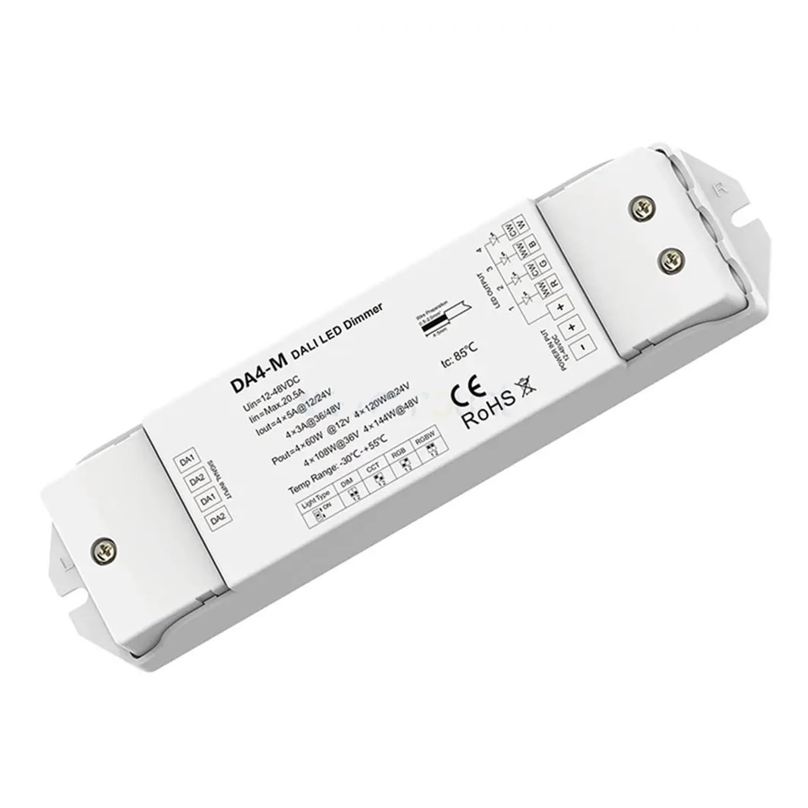 Regulador DALI con tecnología DT8 y DT6 para gestión avanzada de perfiles LED monocromáticos