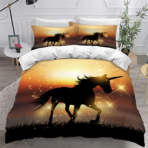 sonicpony Duvet Cover Set Twin Size Comforter Cover for Gilrs Women Bedding Sets 3D Print Cute Animal Duvet Cover with Pillowshames No Comforter(Sunrise, Twin)