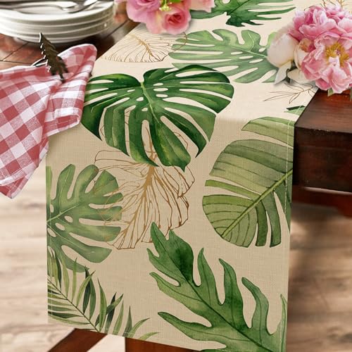 Seliem SE-US-0534 Summer Palm Leaves Tropical Greenery Table Runner thumb #4