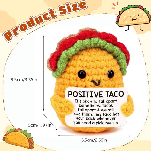 Image of Positive Crochet Taco | Handmade Crochet Toys for Inspirational Relaxation for Women, Students, Coworkers | Perfect Cheer Up Home & Office Companion