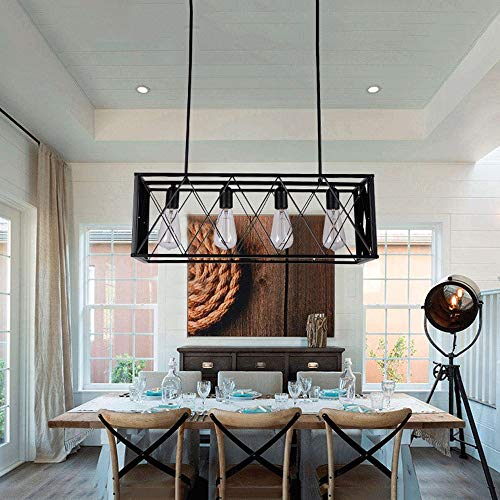 Éclairage industriel rétro 4 lumières avec structure ouverte en métal durable - 4