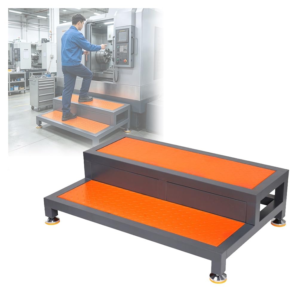 Pedana Industriale in Acciaio | Piano Di Calpestio In Lamiera D'acciaio Laminata A Freddo (spessore 3,0 Mm) Con Piedini Regolabili(105.5x66.5x31cm/3pcs)