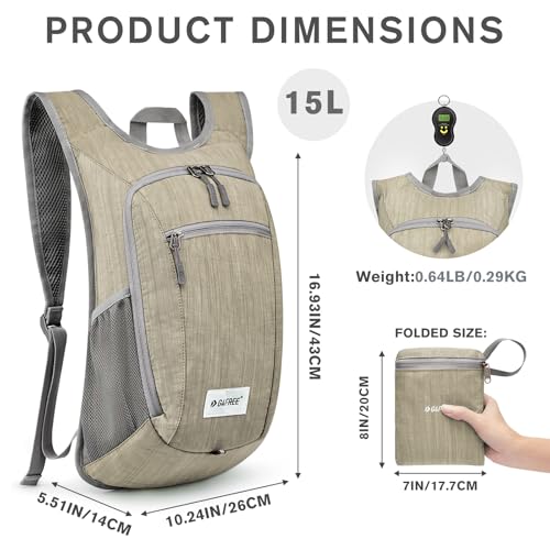 Image of G4Free 10L /15L Hiking Backpack Lightweight Packable Hiking Daypack Small Travel Outdoor Foldable Shoulder Bag