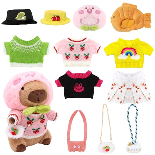 Capybara Peluche Set,23 cm Peluche Capybara Muñeca,simpáticos peluches Capibara,peluche para niños con ropa y accesorios, para la casa con forma de animal de peluche para el salón (NEW 13PCS) Capybara Peluche Set,23 cm Peluche Capybara Muñeca,simpáticos peluches Capibara,peluche para niños con ropa y accesorios, para la casa con forma de animal de peluche para el salón (NEW 13PCS)