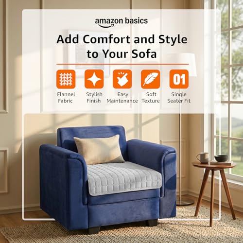 Image of Amazon Basics - Flannel (Polyester) Quilted Make Your Own Sofa Cover |70cm x 70cm| Microfiber Sofa Slipcover | 350 GSM (1 Seater)