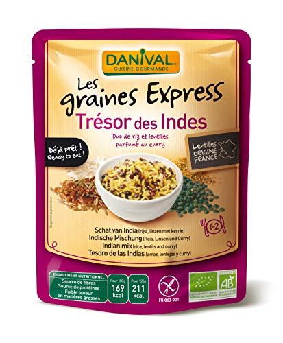 DANIVAL - Danival - Graines Express - Trésor Des Indes - Duo de riz et lentilles bio parfumé au curry - 250G