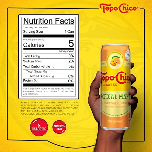 Image of Topo Chico Sabores Tropical Mango Sparkling Water, 12 fl oz, 8 Pack