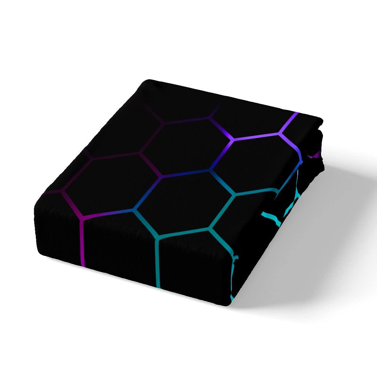 Loussiesd 132115, Juego de funda de edredón infantil con diseño geométrico de panal 3D, estampado hexagonal, morado, azul, verde azulado y negro, 2 piezas, tamaño individual, multicolor
