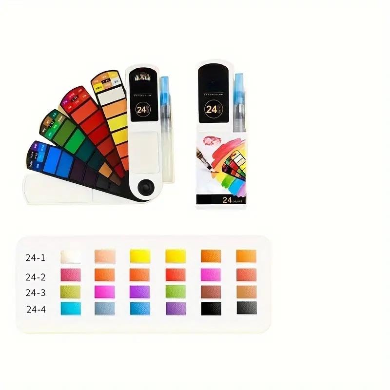 Set di pennelli per pittura ad acquerello a ventaglio pieghevole, pigmenti facilmente solubili, kit artistico compatto portatile per schizzi e creazione di interni