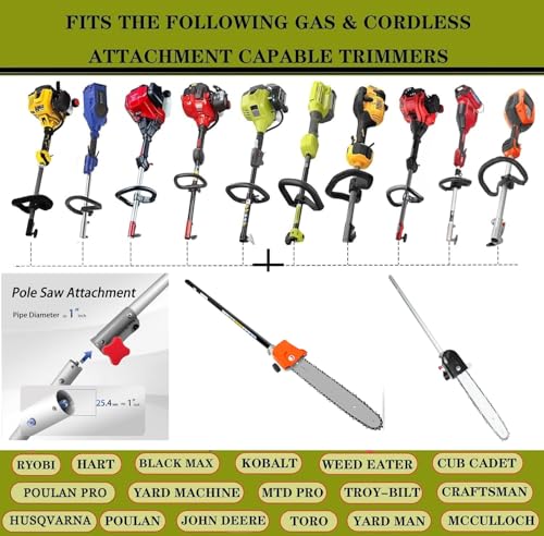 Kerlista Replacement Pole saw Attachment compatible with Weed Eater Snapper dewalt Craftsman Ryobi John Deere Worx Troy-Bilt and Homelite multi-tool Hus 28LD Power head Black