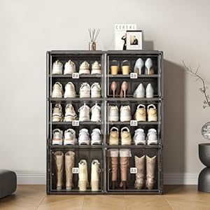 Black shoe rack organizer cabinet for closet entrywayclear shoe storage boxes stackable sneaker storage with door easy assembly shoe cabinet with lids large 5 tiers 20 pairs  urban country home decor