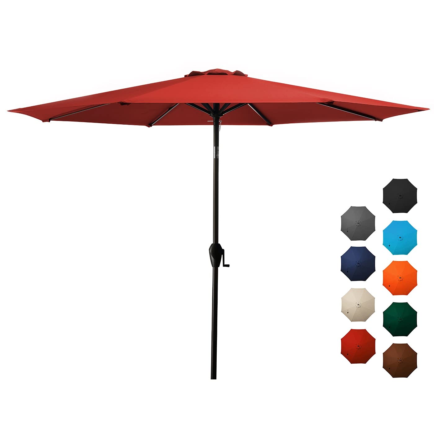 MEWAY 10ft Patio Umbrella Outdoor Umbrella Patio Table Umbrella Garden Umbrella with Tilt and Crank for Commercial Event Market, Garden, Deck,Backyard,Pool and Patio Table (10 ft, Red)