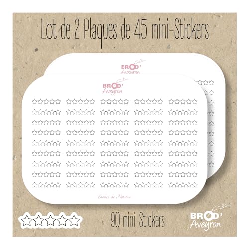 Lot de 2 plaques de 45 mini-Stickers Autocollants Etoiles de notation - Personnalisez votre Agenda, votre carnet de voyage et vos objets avec Style !