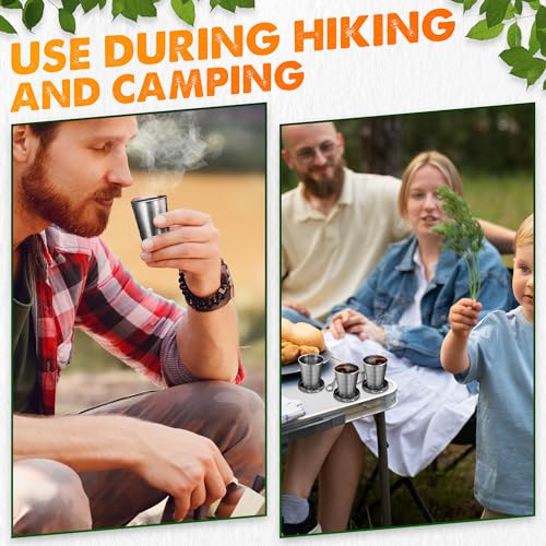 image for DIMROM Collapsible Shot Glass with Lid - 2.5Oz (75ml) Stainless Steel 