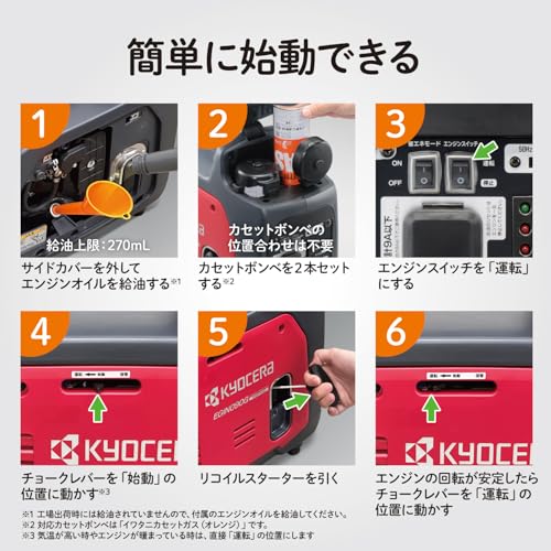 京セラ(Kyocera) 旧リョービ カセットボンベ式エンジン発電機 EGIN090G 590100A の商品画像 5