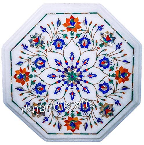15 x 15 Inches Octagonal White Marble Coffee Table Top Inlay Corner Ta 15 x 15 Inches Octagonal White Marble Coffee Table Top Inlay Corner Ta