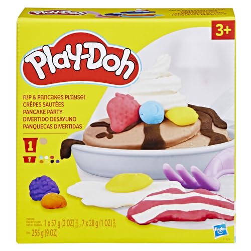 Play Doh Kitchen Creations Flip 'n Pancakes Playset 14 Piece Breakfast Toy for Kids and Up with 8 Non Toxic Modelling Compound Colours - vue 3