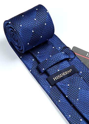 Image of HISDERN Ties for Men Plaid Checkered Tie with Pocket Square Woven Business Formal Necktie Handkerchief Set Wedding Party