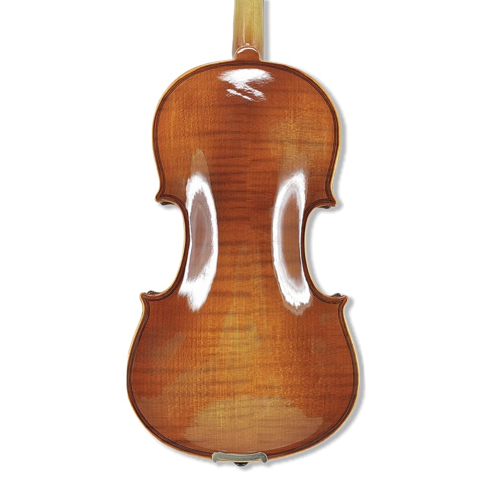 Yinfente Kit de violín de 4 cuerdas, 4/4 3/4 1/2 arce de flamenca sólido con accesorios de ébano, estuche, arco, afinador, paño de limpieza, cuerda extra, soporte para hombro hecho a mano para