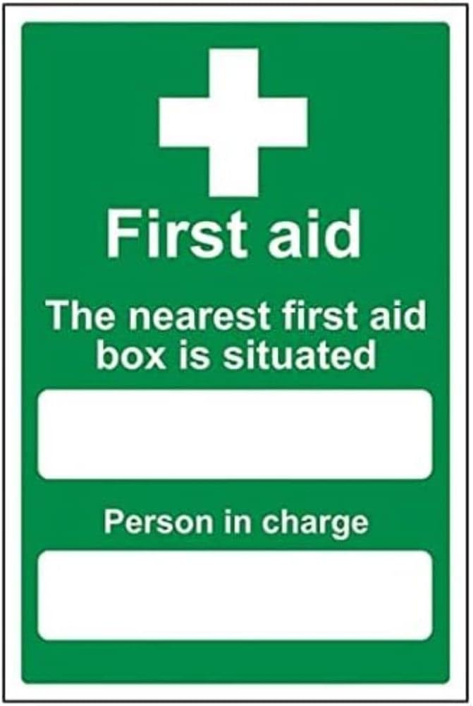 V Safety First Aid General – The Nearest First Aid Box Is Situated – 150 X 200 mm – Sa