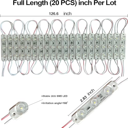 Image of LED Module Super Bright 200 PCS Red 2835SMD 3 LED Module Waterproof Decorative Light for Letter Sign Advertising Signs with Tape Adhesive Backside (Red)