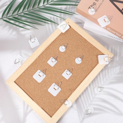 Image of QfwdfcTrenz 60 Pcs Adhesive Picture Hanger Invisible Adhesive Wall Hooks Picture Hangers Without Nails Plastic Sticky Wall Photo Hooks Frame Hanging Tool for Home Art Photo Closet