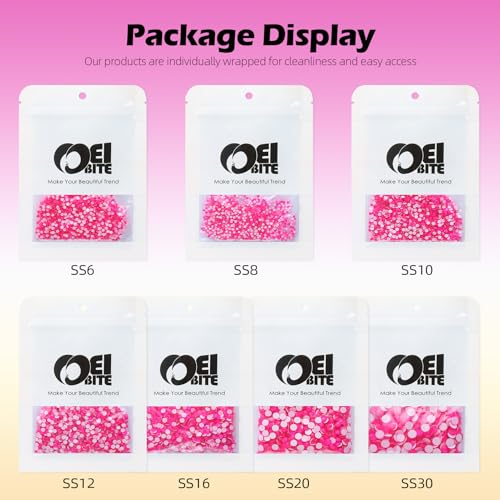 Image of Neon Rose Flatback Rhinestones, Glass Rhinestones for Nail Art and Craft, Glue Fix, Loose Crystal Gemstones(Neon Rose, SS8, 1440pcs, 2.3-2.5mm)